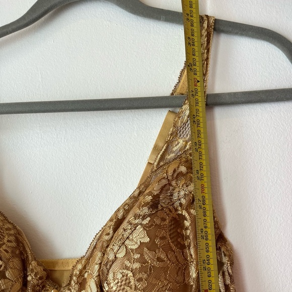 Vintage Victoria’s Secret Gold Satin Slip Dress M | Lace Bust Coquette Y2K - Picture 11 of 13